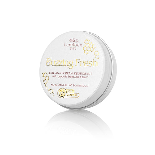 BUZZING FRESH<br/>Natural deodorant, baking soda & aluminum free, gentle on sensitive skin