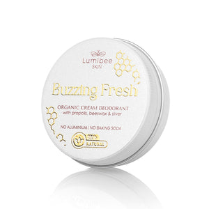 BUZZING FRESH<br/>Natural deodorant, baking soda & aluminum free, gentle on sensitive skin