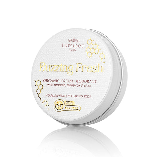 BUZZING FRESH<br/>Natural deodorant, baking soda & aluminum free, gentle on sensitive skin