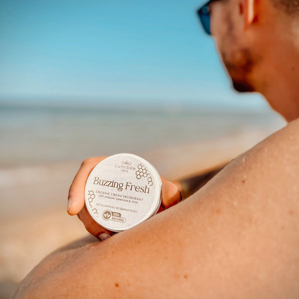 BUZZING FRESH<br/>Natural deodorant, baking soda & aluminum free, gentle on sensitive skin